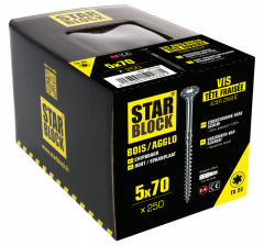 Starblock hout/spaanpl. schroef TX 5x70mm 250st
