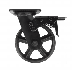 Swivel castor+brake black cast iron loose Ø150mm