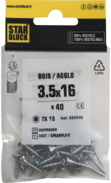 Starblock hout/spaanpl. schroef TX 3,5x16mm 40st zakje