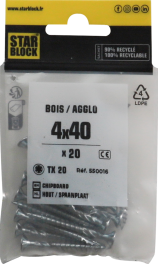 Starblock hout/spaanpl. schroef TX 4x40mm 15st zakje