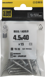 Starblock hout/spaanpl. schroef TX 4,5x40mm 15st zakje