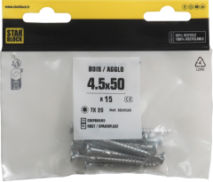 Starblock hout/spaanpl. schroef TX 4,5x50mm 15st zakje
