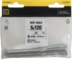 Starblock hout/spaanpl. schroef TX 5x120mm 5st zakje